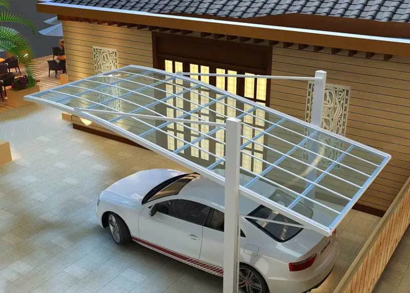 Carport Besi Hollow dengan Atap Transparan